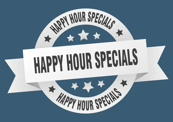 Happy Hour Specials Band. Happy Hour Specials rundes weißes Schild. Happy Hour Specials — Stockvektor