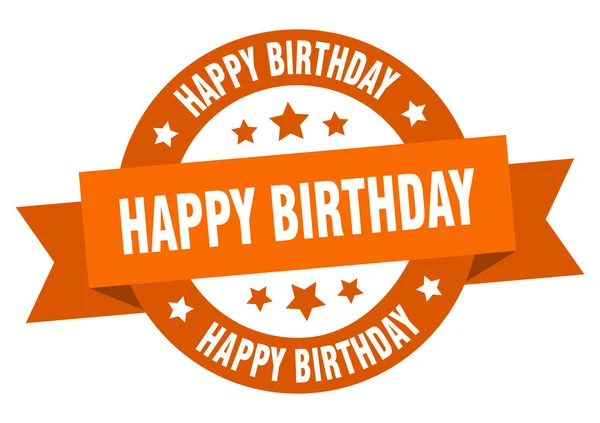 Fita de aniversário feliz. feliz aniversário redondo sinal laranja. feliz aniversário —  Vetores de Stock
