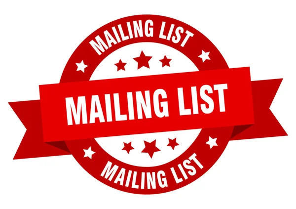 Nastro della mailing list. mailing list rotondo segno rosso. mailing list — Vettoriale Stock