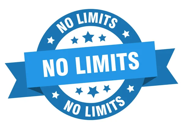 No limits ribbon. no limits round blue sign. no limits — Stock Vector