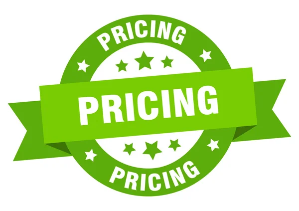 Ценовая лента. ценообразование круглый зеленый знак. ценообразование — стоковый вектор