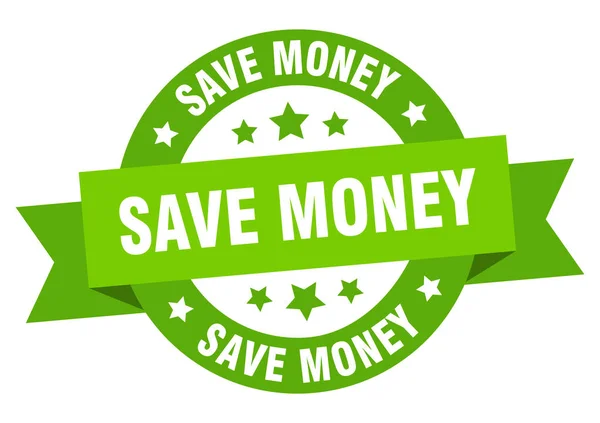 Sparen Sie Geld. Sparen Sie Geld rund um grünes Schild. Geld sparen — Stockvektor
