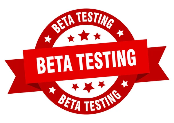 Beta-Testband. Betatest rundes rotes Schild. Betatest — Stockvektor