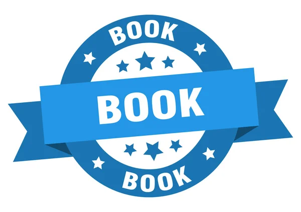 Buchband. Buch rundes blaues Schild. Buch — Stockvektor