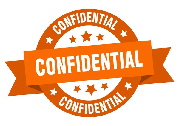 Confidential ribbon. confidential round orange sign. confidential — Stock Vector