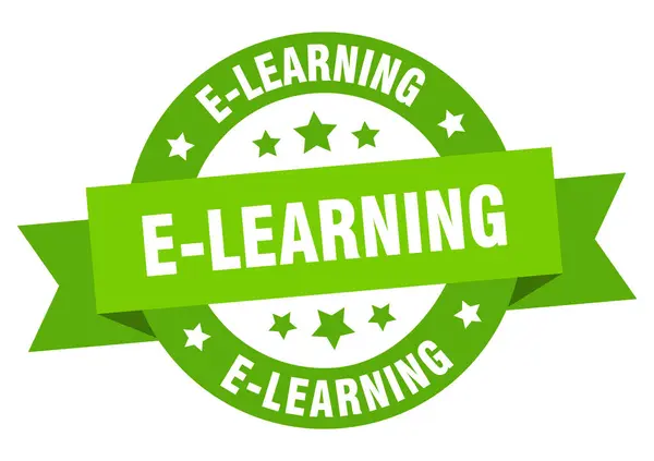 Cinta de aprendizaje electrónico. e-learning signo verde redondo. e-learning — Archivo Imágenes Vectoriales