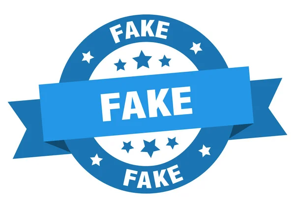 Fita falsa. sinal azul redondo falso. falsificação —  Vetores de Stock