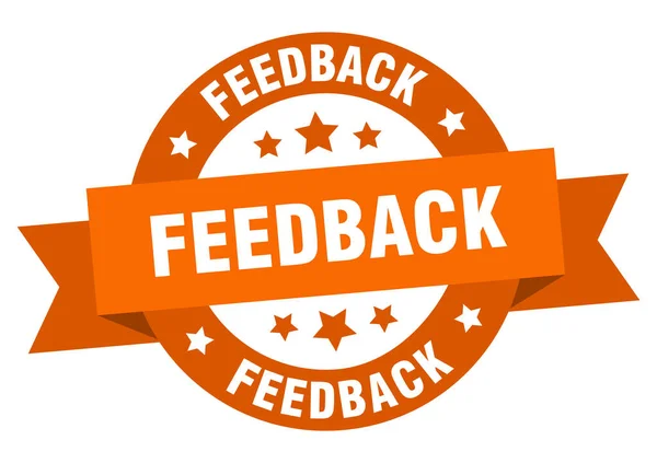 Nastro di feedback. feedback segno arancio rotondato. feedback — Vettoriale Stock
