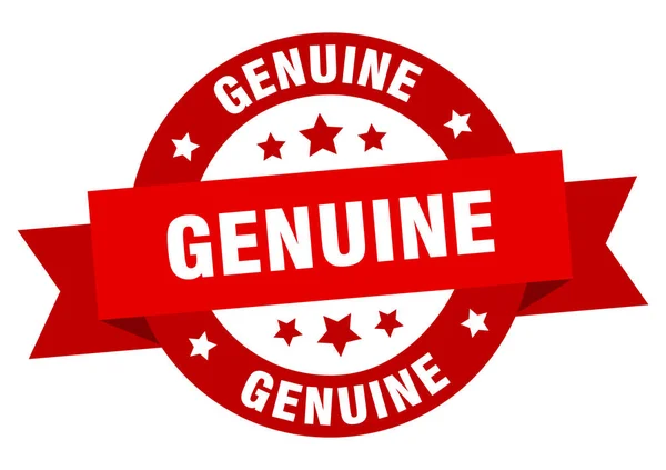 Cinta genuina. signo rojo redondo genuino. genuino — Vector de stock