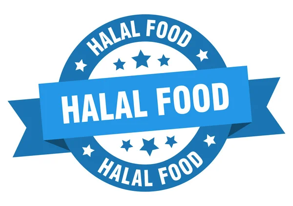 Ruban alimentaire halal. nourriture halal rond signe bleu. nourriture halal — Image vectorielle