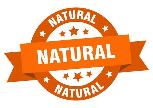 Ruban naturel. signe orange rond naturel. naturel — Image vectorielle