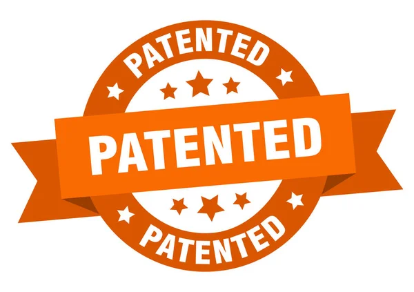 Fita patenteada. sinal laranja redondo patenteado. patenteado —  Vetores de Stock