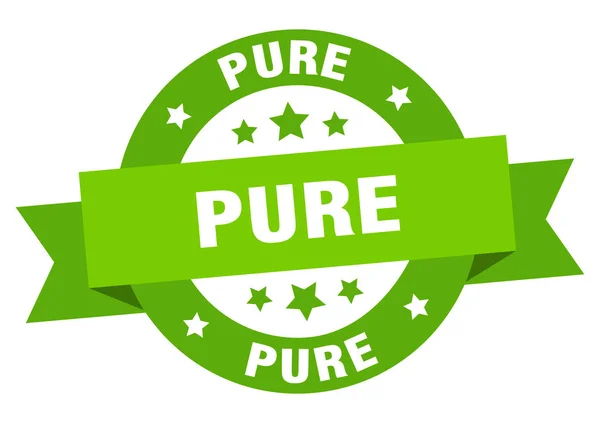 Pure ribbon. pure round green sign. pure — Stock Vector