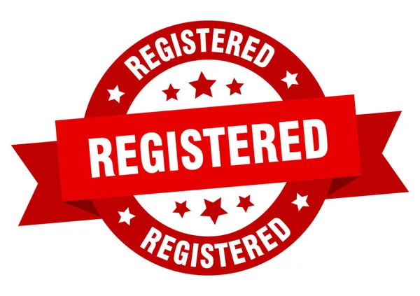 Registered ribbon. registered round red sign. registered — Stock Vector