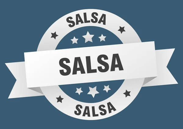 Salsa Ribbon. Salsa runda vit skylt. Salsa — Stock vektor