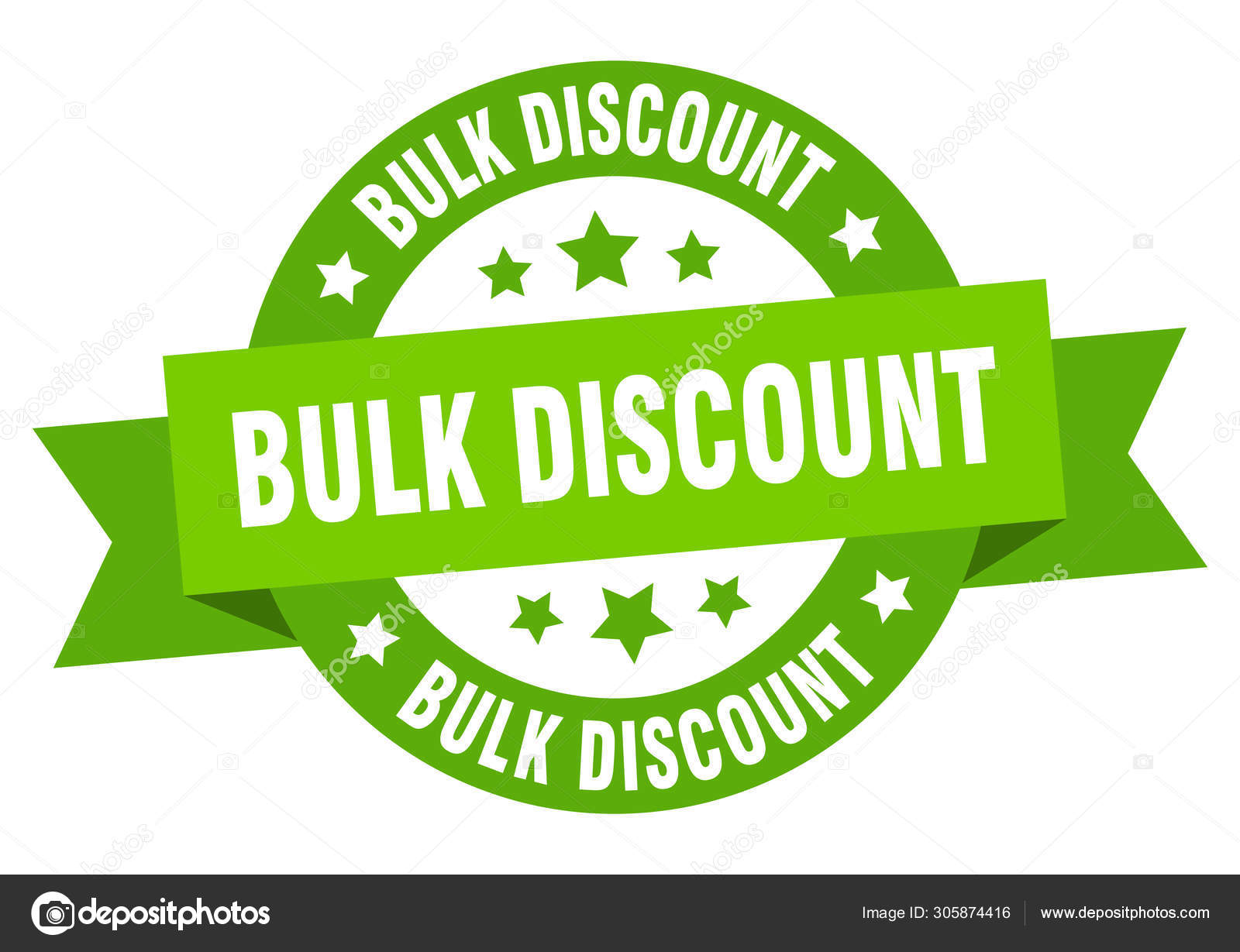 Bulk discount ribbon. bulk discount round green sign. bulk