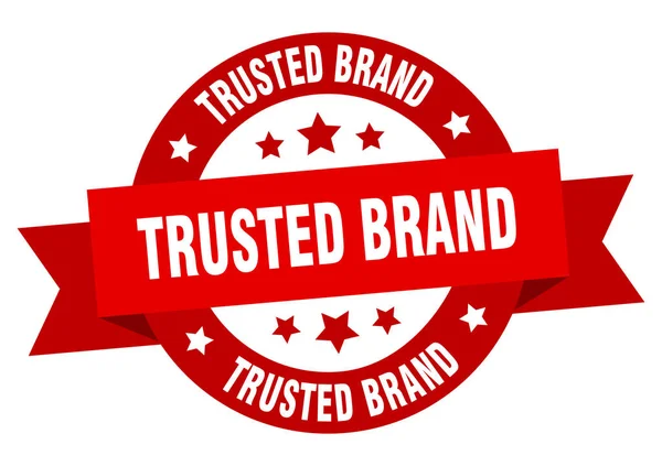 Доверенная лента бренда. доверенный бренд круглый красный знак. доверенный бренд — стоковый вектор