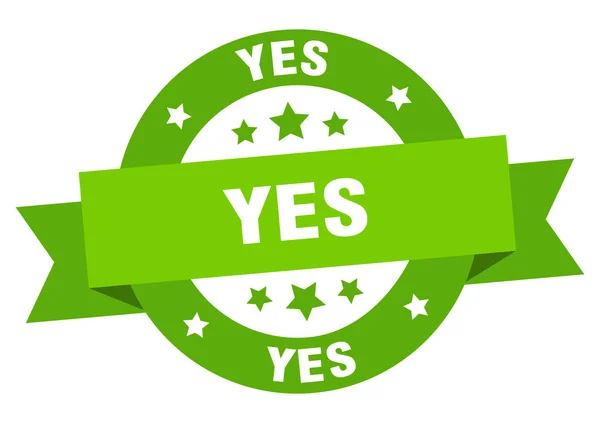 Yes ribbon. yes round green sign. yes — Stock Vector