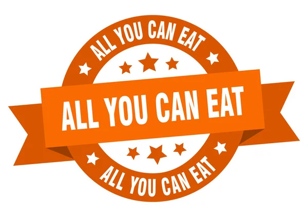 Все, что вы можете съесть ленту. все, что вы можете съесть круглый оранжевый знак. all you can eat — стоковый вектор