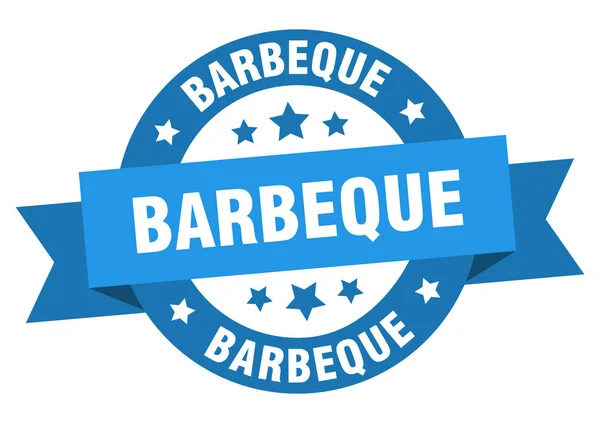 Ruban de barbecue. barbecue rond signe bleu. barbecue — Image vectorielle