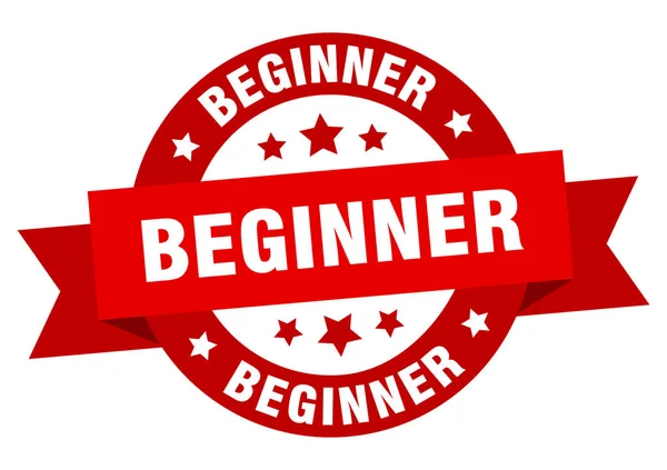 Beginner ribbon. beginner round red sign. beginner — Stock Vector