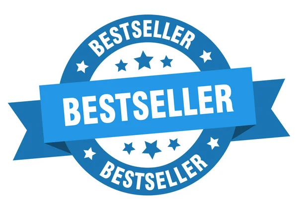 Fita best-seller. best-seller redondo sinal azul. bestseller — Vetor de Stock