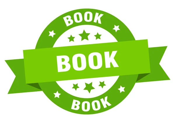 Nastro del libro. libro rotondo segno verde. libro — Vettoriale Stock