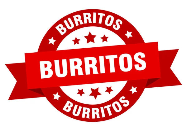 Nastro dei burrito. burrito segno rosso rotondo. burritos — Vettoriale Stock