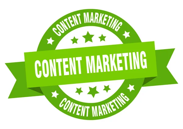 Content Marketing Band. Content Marketing rundes grünes Schild. Content Marketing — Stockvektor