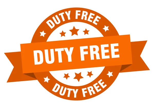 Duty free ribbon. duty free round orange sign. duty free — Stock Vector
