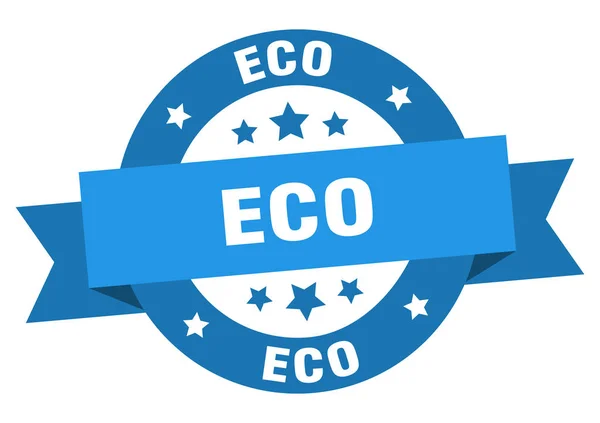 Öko-Band. Umweltfreundliches rundes blaues Schild. Öko — Stockvektor