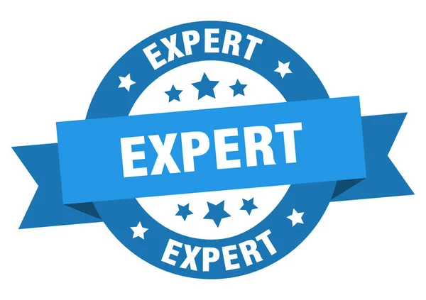 Ruban expert. expert rond signe bleu. expert — Image vectorielle