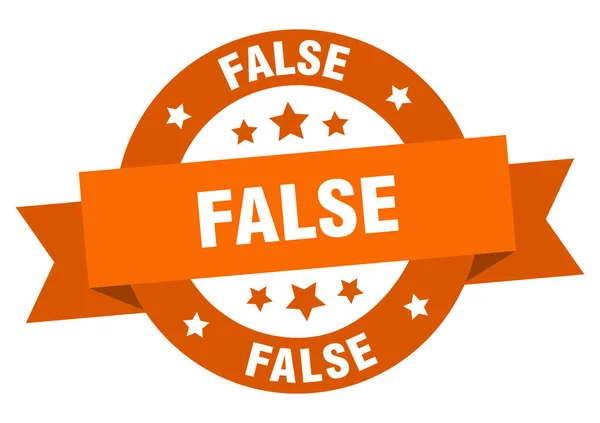 False ribbon. false round orange sign. false — Stock Vector