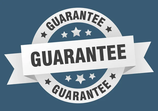 Guarantee ribbon. guarantee round white sign. guarantee — Stock Vector