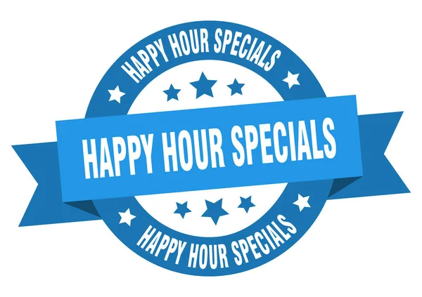 Happy Hour Specials band. Happy Hour Specials runda blå skylt. Happy Hour Specials — Stock vektor