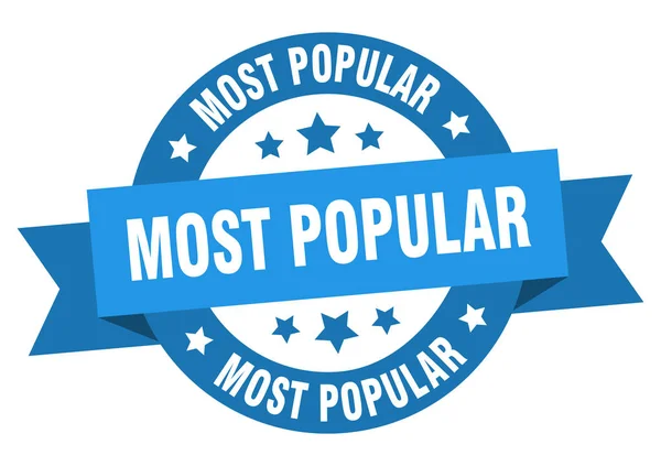 Ruban le plus populaire. signe bleu rond le plus populaire. les plus populaires — Image vectorielle