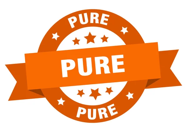 Pure ribbon. pure round orange sign. pure — Stock Vector