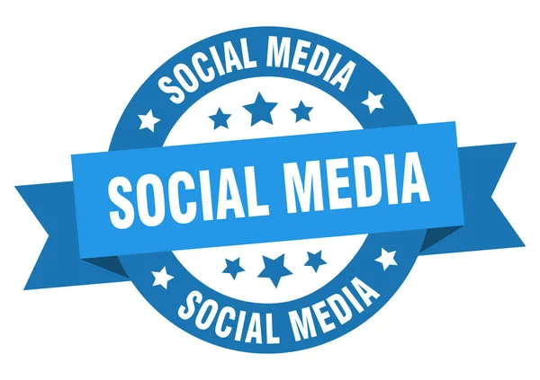 Sosyal medya kurdele. sosyal medya yuvarlak mavi işareti. sosyal medya — Stok Vektör