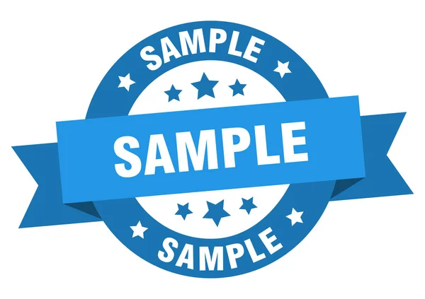 Sample ribbon. sample round blue sign. sample — Stock Vector