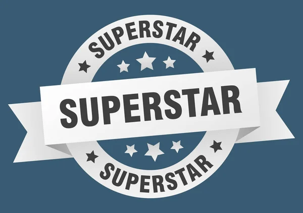 Superstar Ribbon. Superstar rund vit skylt. Superstar — Stock vektor