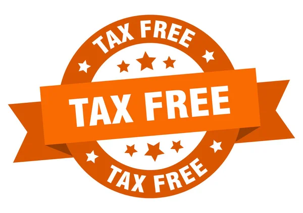 Cinta libre de impuestos. signo naranja redondo libre de impuestos. exentos de impuestos — Vector de stock
