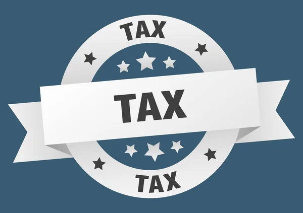 Vergi şeridi. vergi yuvarlak beyaz işareti. Vergi — Stok Vektör
