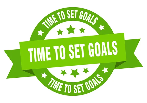目標リボンを設定する時間。緑色の標識を丸く目標を設定する時間。目標を設定する時間 — ストックベクタ