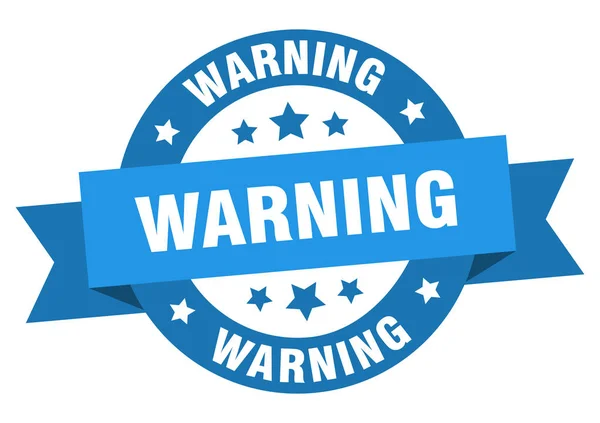 Ruban d'avertissement. avertissement rond signe bleu. avertissement — Image vectorielle