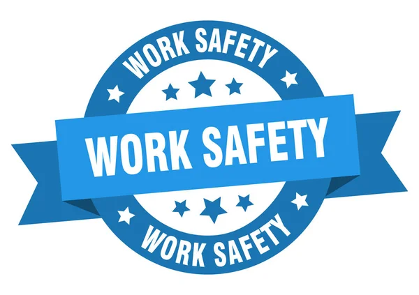 Work safety ribbon. work safety round blue sign. work safety — Stock Vector