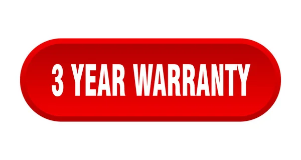 3 year warranty button. 3 year warranty rounded red sign. 3 year warranty — Stock Vector