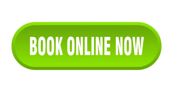 今すぐオンラインで予約してください。オンラインで予約する今丸い緑色の看板。今すぐオンラインで予約する — ストックベクタ