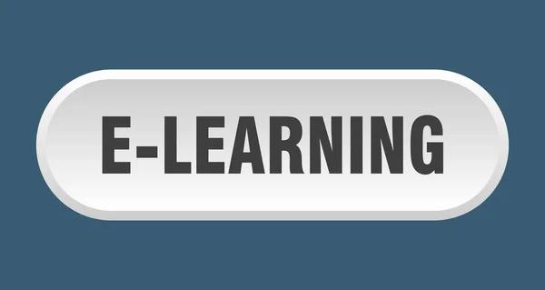 Κουμπί ηλεκτρονικής μάθησης. e-μάθηση στρογγυλεμένο λευκό σημάδι. ηλεκτρονική μάθηση — Διανυσματικό Αρχείο
