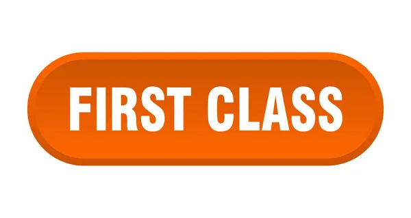 Knop eerste klasse. eerste klasse afgeronde oranje teken. eersteklas — Stockvector
