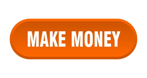 Hacer botón de dinero. ganar dinero redondeado signo naranja. ganar dinero — Vector de stock
